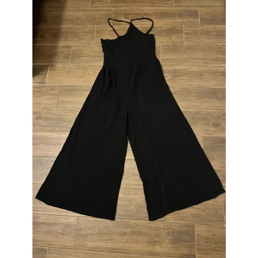 Black Wide-Leg Jumpsuit with one shoulder Spaghetti Straps